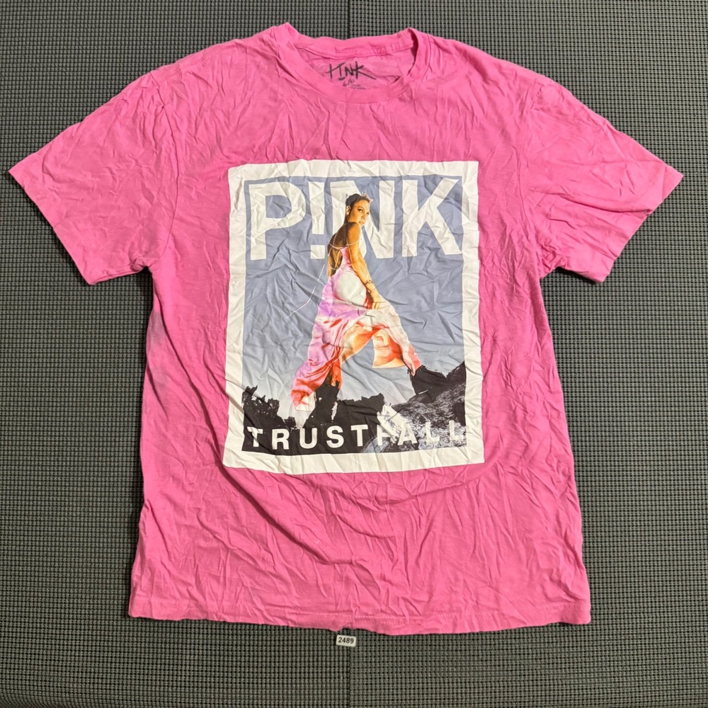 Pink Trustfall Tour Graphic T-Shirt Pink Size M Short Sleeve Crewneck